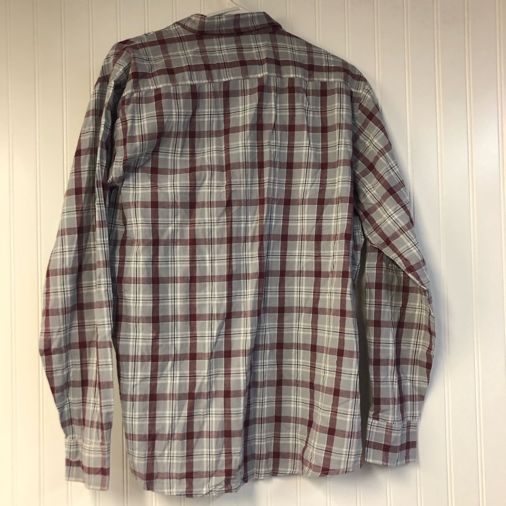 Wrangler Plaid Men's Long Sleeve Button Down Shirt in Red and Gray Large Cotton - Picture 4 of 4